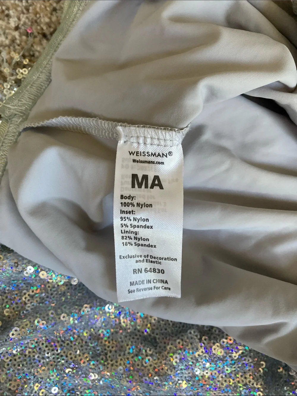 Weissman Dance silver fringe and sequin costume  Size Medium Adult